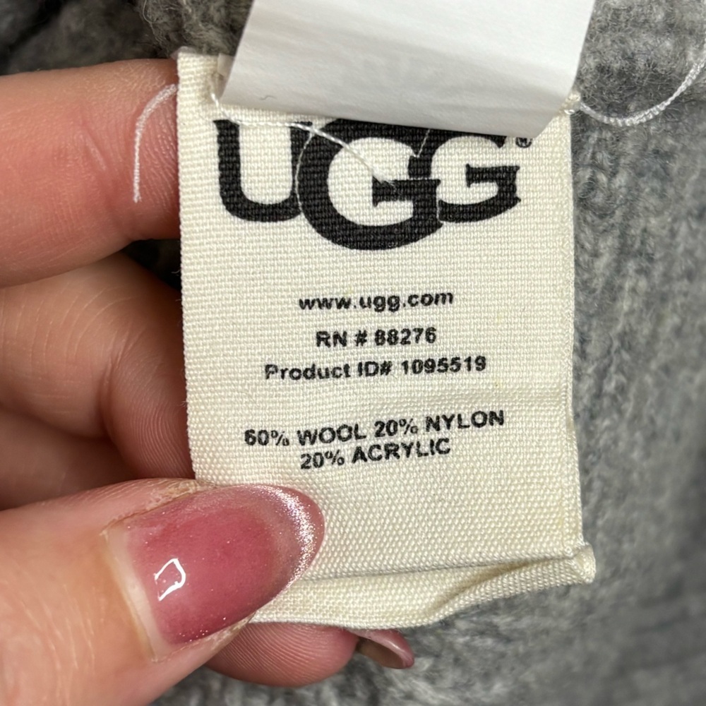 UGG Raelynn Cable Knit Turtleneck Poncho Sweater Gray XS Oversized Wool Blend - Picture 7 of 7